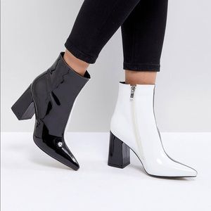 Public desire Chaos black and white ankle boots